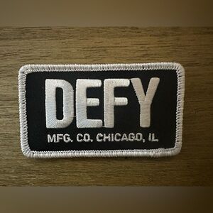 DEFY Embroidered Black & White Velcro Backed Patch Never Used
